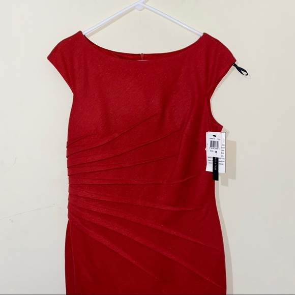 NWT David Meister Bateau Neckline Red Chic Knee-length Cocktail Dress - Picture 6 of 16
